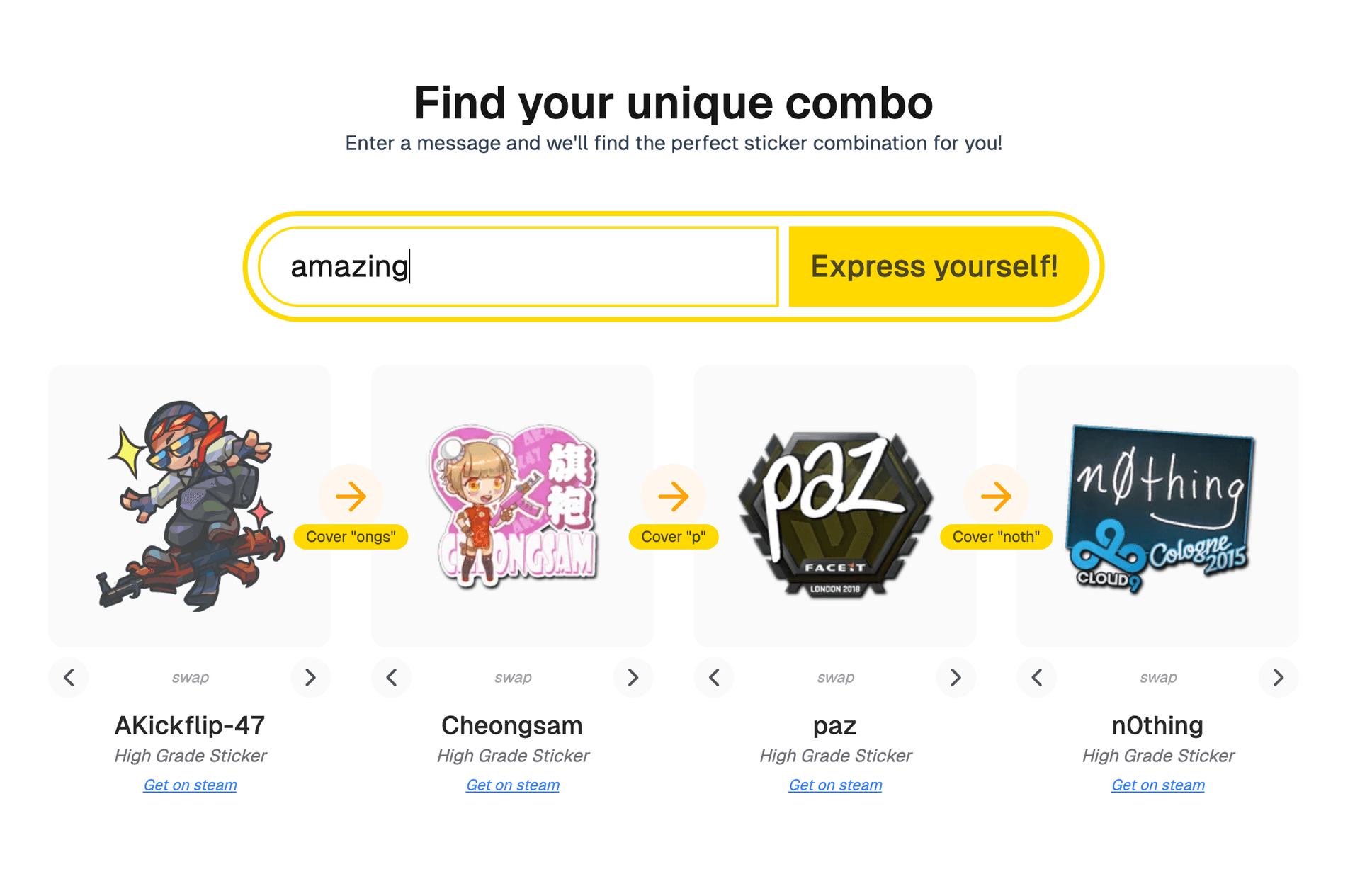 StickerCombo algorithm finding the best sticker combination