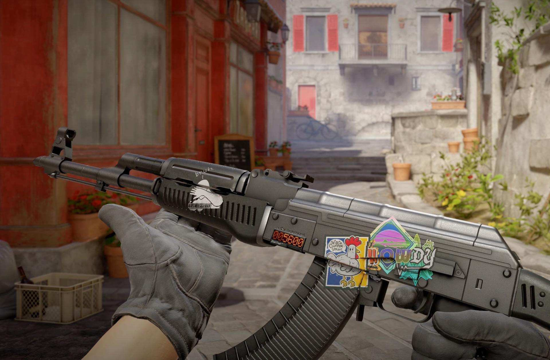 CS2 sticker combo spelling HOWDY on a weapon skin