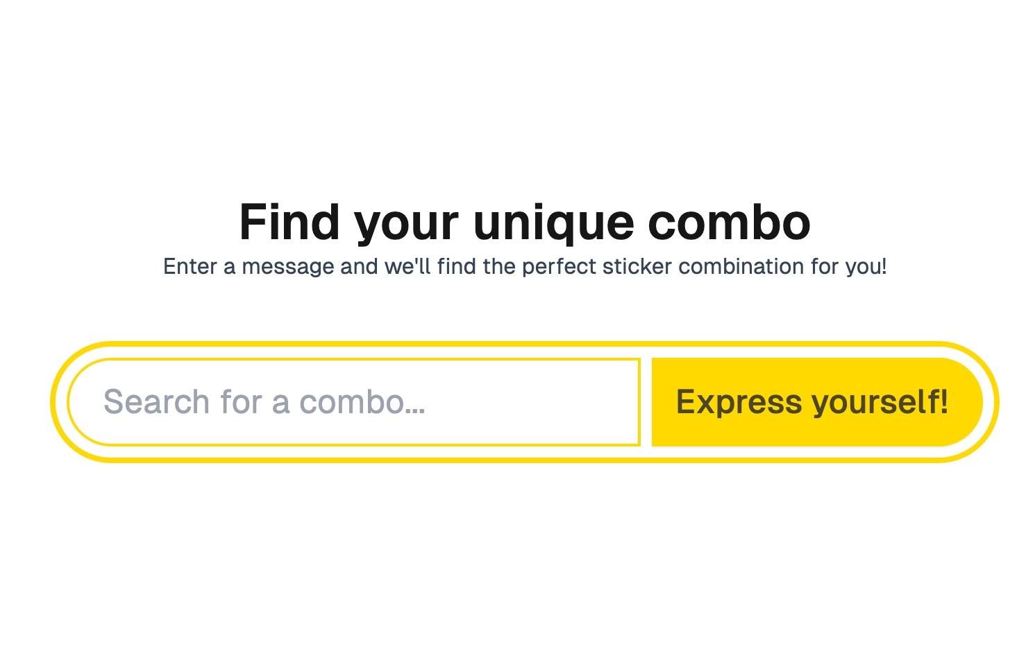StickerCombo search interface showing sticker combo results